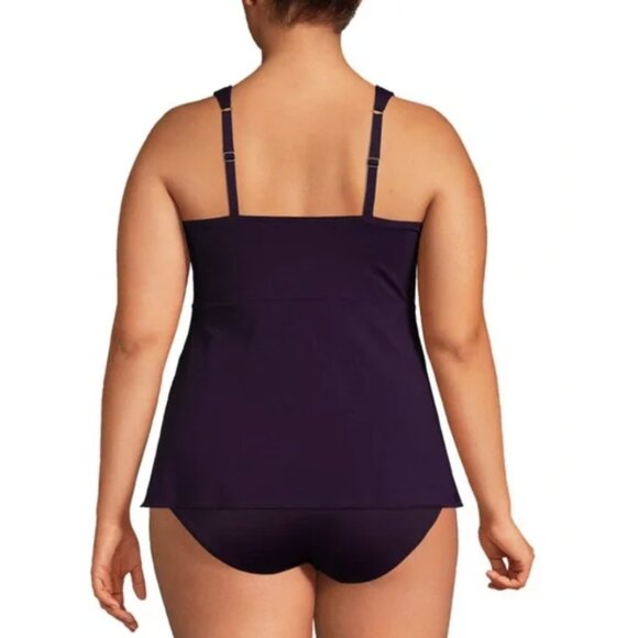 LANDS' END Adjustable Scoop Neck Flutter Tankini Top in Purple - Size 1X NWT - Picture 2 of 15